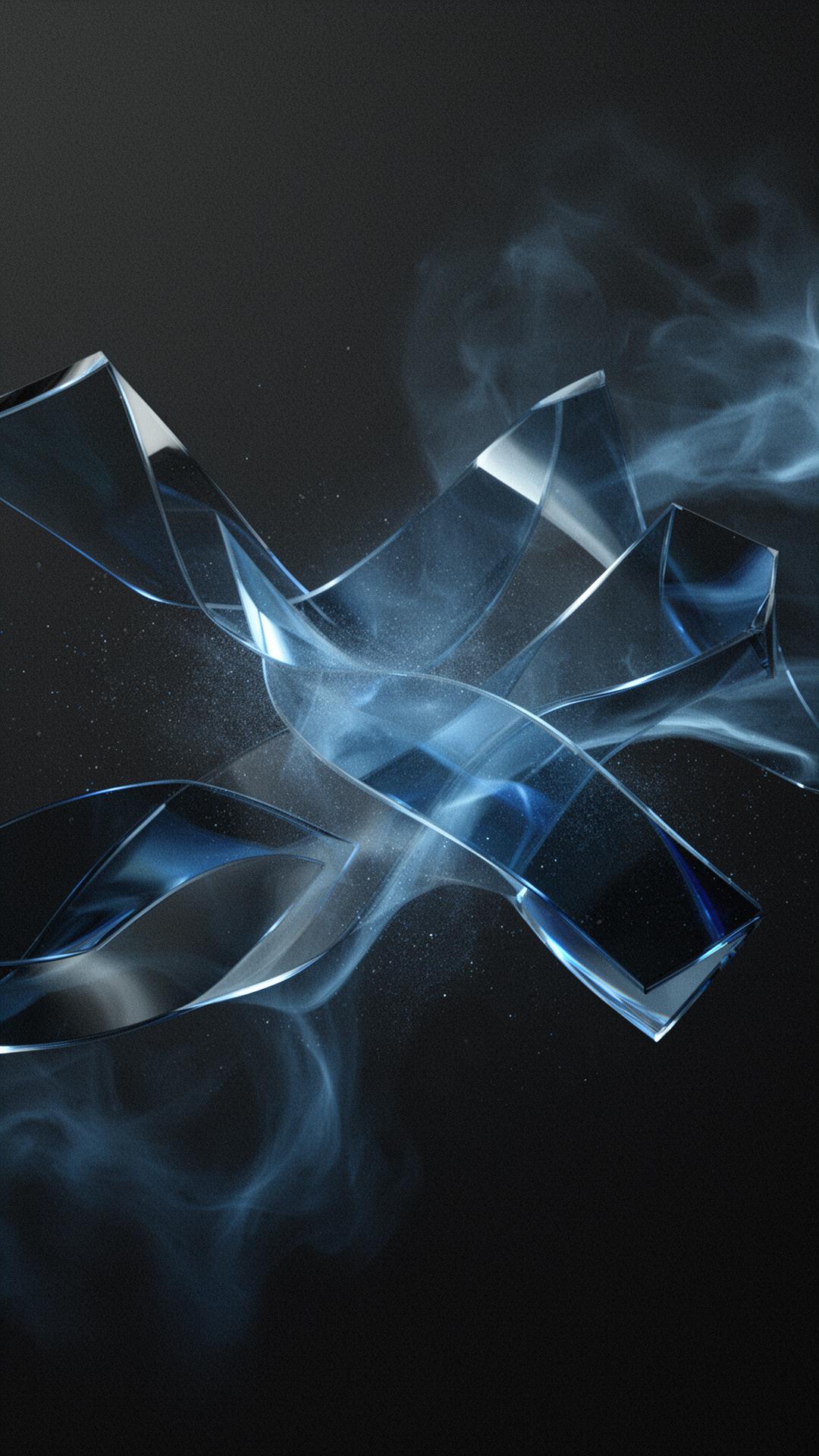 Editorial abstract composition in deep charcoal and azure — The Marketing Parlour studio mood