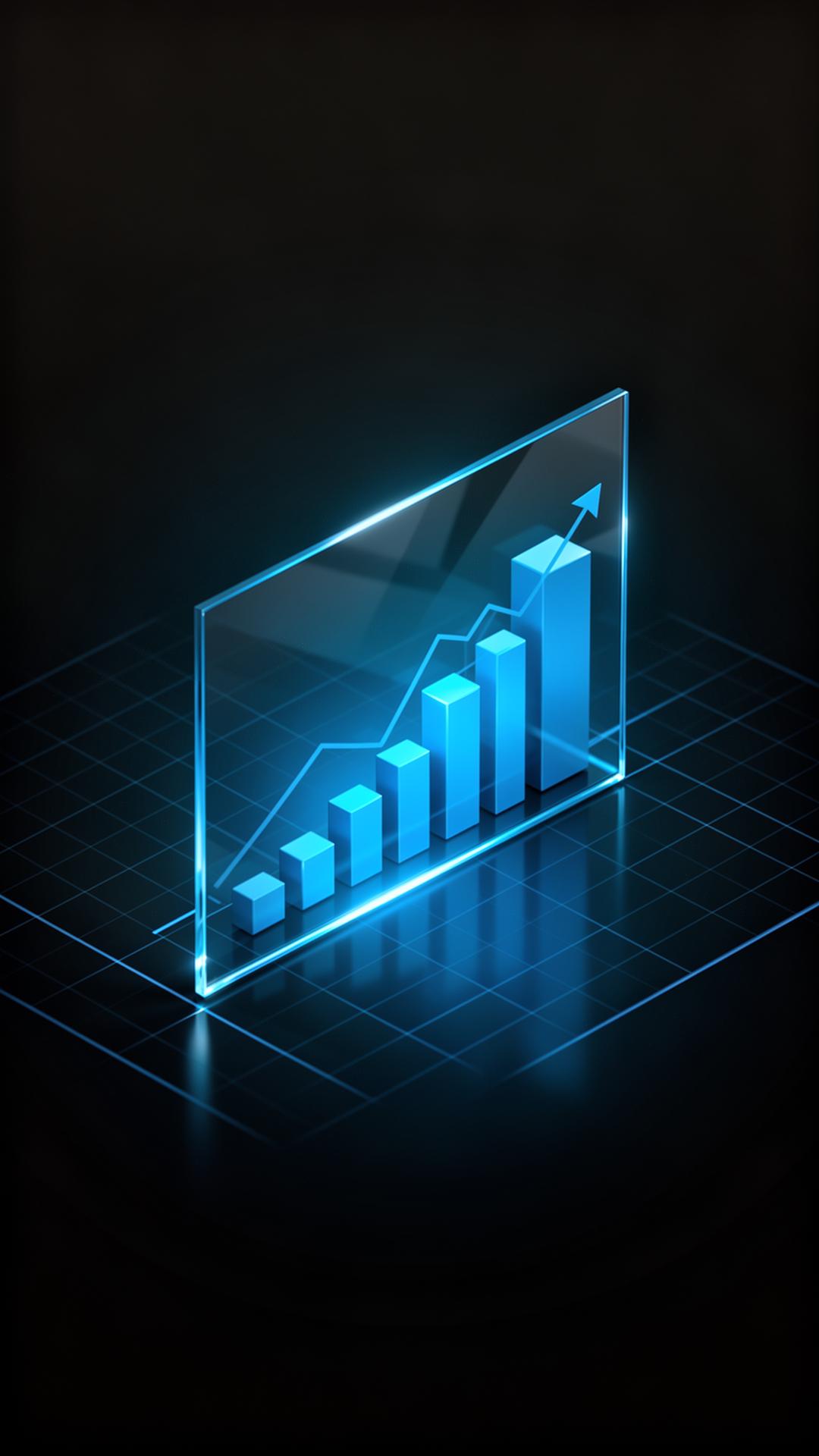 Animated growth chart graphic — Google Ads and paid media performance on the Gold Coast, in charcoal and azure